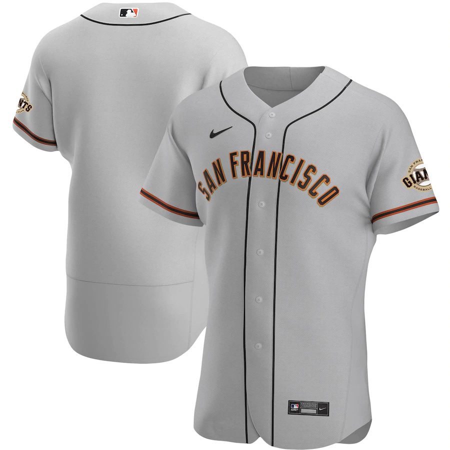 Mens San Francisco Giants Nike Gray Road Authentic Team MLB Jerseys